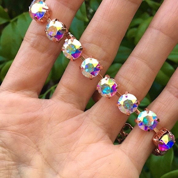 Aurora Borealis Rose Gold Crystal Tennis Bracelet - Picture 6 of 16